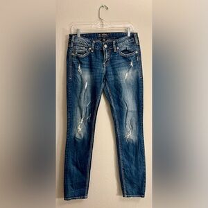 Silver Jeans Women's Distressed Blue Straight Leg Jeans